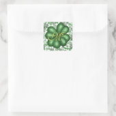 Monogram Shamrock Vierkante Sticker (Tas)