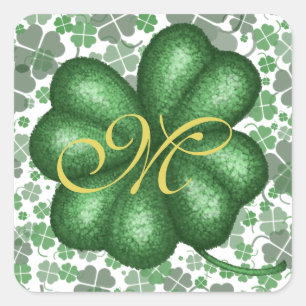 Monogram Shamrock Vierkante Sticker