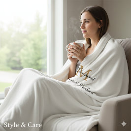 Monogram Sherpa Blanket with Custom Name Sherpa Deken