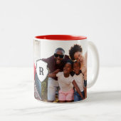 Monogram Shield Crest Dad Foto Tweekleurige Koffiemok (Voorkant rechts)