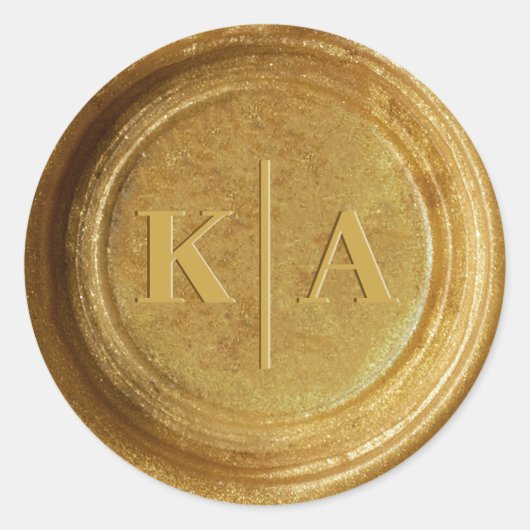 Monogram Shimmer Gold Wax Seal Wedding Sticker (Voorkant)