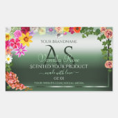 Monogram Shimmery Dark Green Floral Product Labels (Voorkant)