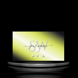 Monogram Shimmery Yellow Silver Sparking Diamonds Visitekaartje