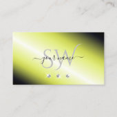 Monogram Shimmery Yellow Silver Sparking Diamonds Visitekaartje (Voorkant)