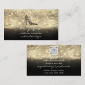Monogram Shoes Gold Glitter Heels Logo QR Black Visitekaartje (Voorkant / Achterkant)