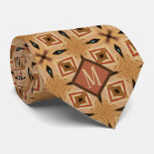 Monogram Sienna & Brown Unique Pattern Design Mann Stropdas (Opgerold)