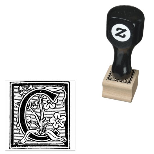 Monogram  sierkapitaal C Rubberstempel (Gestempeld)