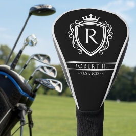 Monogram Sierlijk Schild Kroon Zwart Golfheadcover