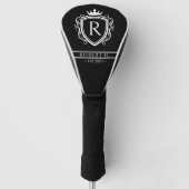 Monogram Sierlijk Schild Kroon Zwart Golfheadcover (Voorkant)