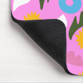 monogram sierlijke roze vet patroon bloem muismat (Hoek)