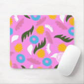 monogram sierlijke roze vet patroon bloem muismat (Met muis)