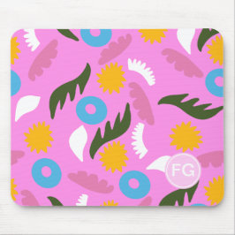 monogram sierlijke roze vet patroon bloem muismat
