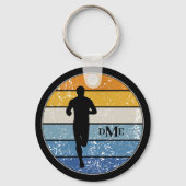 Monogram Silhouette Runner Retro Stripe Sleutelhanger (Voorkant)