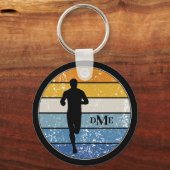 Monogram Silhouette Runner Retro Stripe Sleutelhanger (Voorkant)