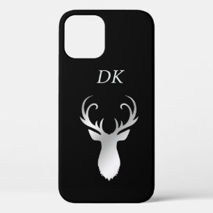 Monogram Silver Antler Deer Silhouette Case-Mate iPhone Case