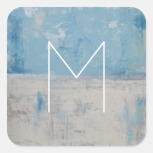 Monogram   Silver Aura Vierkante Sticker