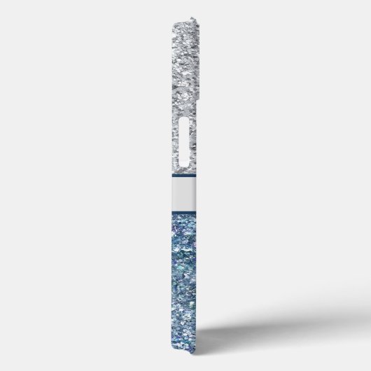 Monogram Silver Blue Glitter Trendy Chic Stylish Case-Mate iPhone Case (Achterkant / Rechts)