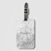 Monogram Silver Confetti Bagagelabel (Voorkant (verticaal))