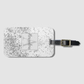 Monogram Silver Confetti Bagagelabel (Voorkant (horizontaal))