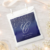 Monogram Silver Confetti Stippen | Sapphire Blue Bedankzakje (Geknipt)