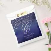 Monogram Silver Confetti Stippen | Sapphire Blue Bedankzakje (Gezegeld)