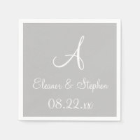 Monogram Silver Cool One Colour Paper Napkins