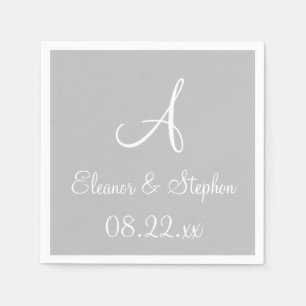 Monogram Silver Cool One Colour Paper Napkins Servet