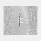 Monogram Silver Driving Glitter Metallic Name Fleece Deken (Voorkant (Horizontaal))