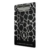 Monogram Silver en Black Giraffe Pattern Mini Klembord (Angled2)