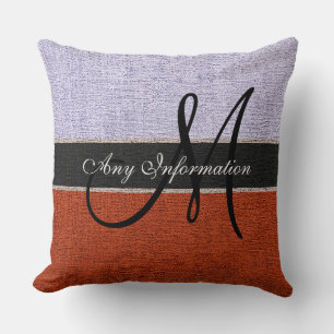 Monogram Silver en Brown Burlap Rustic Jute Kussen