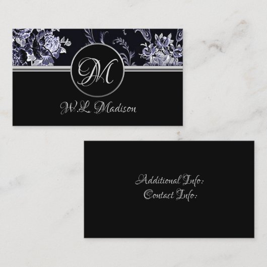 Monogram Silver Floral Visitekaartje (Voorkant / Achterkant)