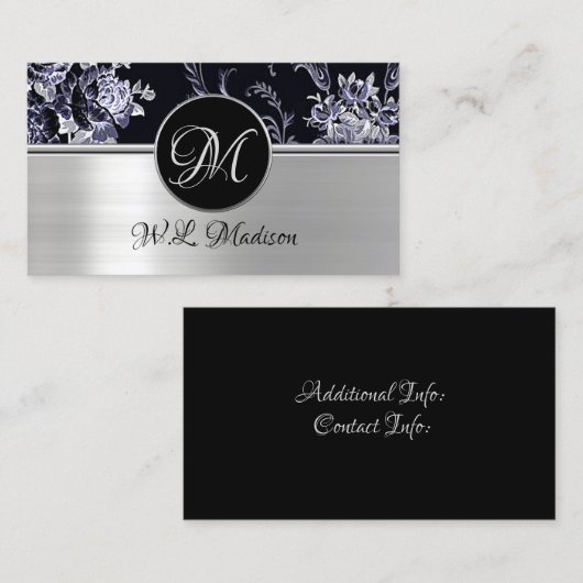 Monogram Silver Floral Visitekaartje 2 (Voorkant / Achterkant)