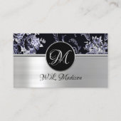 Monogram Silver Floral Visitekaartje 2 (Voorkant)