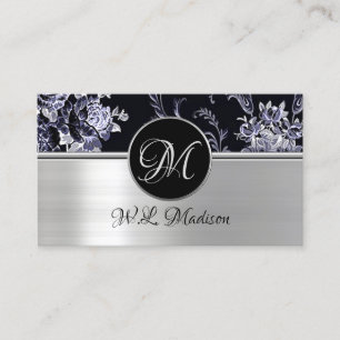 Monogram Silver Floral Visitekaartje 2