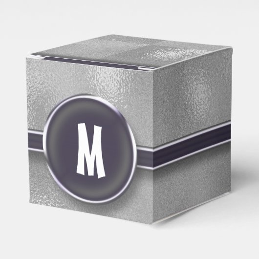Monogram Silver Foil Bedankdoosjes (Voorkant Zijde)