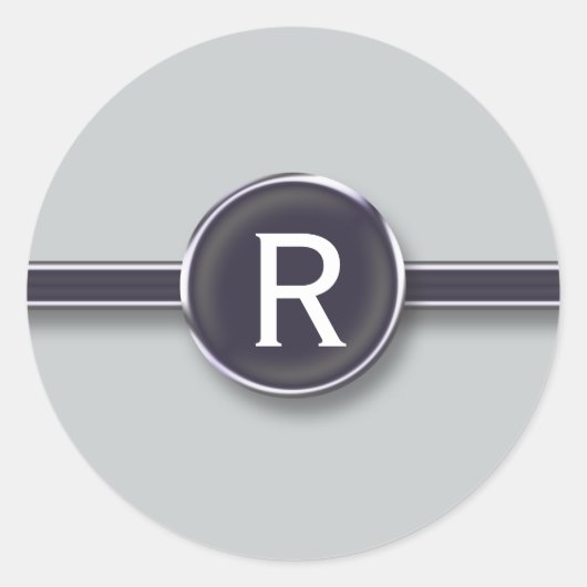 Monogram Silver Foil Schrijfbriefje Ronde Sticker (Voorkant)