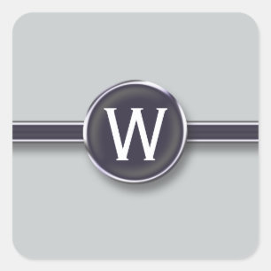 Monogram Silver Foil Schrijfbriefje Vierkante Sticker