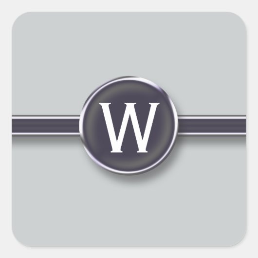 Monogram Silver Foil Schrijfbriefje Vierkante Sticker (Voorkant)