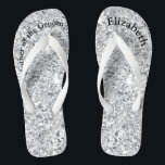 Monogram Silver Glam Glitter Moeder van Bride Groo Teenslippers<br><div class="desc">Een leuk cadeau voor zowel de moeder van de bruid als de bruidegom. Als haar voeten aan het einde van de nacht moe zijn,  wil ze deze! Pas ze aan!</div>