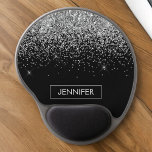 Monogram Silver Glam Glitter Sparkle Name Gel Muismat<br><div class="desc">Silver and Black Sparkle Glitter Monogram Name and Initiaal Mousepad (Muismat). Dit maakt de perfecte liefhebbende 16 verjaardag,  bruiloft,  vrijgezellenfeest,  verjaardagsdag,  baby shower of vrijgezellenfeest voor iemand die van luxe glam en stijl houdt.</div>