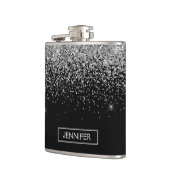 Monogram Silver Glam Glitter Sparkle Name Heupfles (Links)