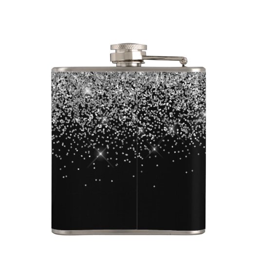 Monogram Silver Glam Glitter Sparkle Name Heupfles (Achterkant)