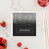 Monogram Silver Glam Glitter Sparkle Name Servet (Insitu)
