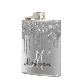 Monogram Silver Glitter Drijft Girly Sparkle Heupfles (Links)