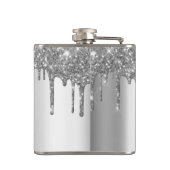 Monogram Silver Glitter Drijft Girly Sparkle Heupfles (Achterkant)