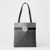 Monogram Silver Glitter en Black Mode Chic Tote Bag (Voorkant)