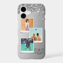 Monogram Silver Glitter Foto Sjabloon iPhone 11