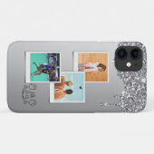Monogram Silver Glitter Foto Sjabloon iPhone 11 Case-Mate iPhone Case (Achterkant (horizontaal))