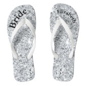 Monogram Silver Glitter Glam Bling Brides Teenslippers (Voetbed)