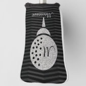 Monogram Silver Glitter Golf Ball op Chevron Golfheadcover (Draai 90)
